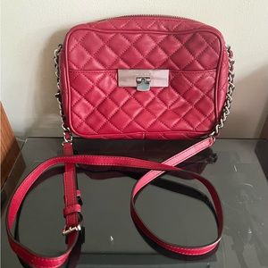 Michael Kors Red Quilted Small Crossbody Purse Chain Strap